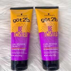 Schwarzkopf Got2b twisted Curl Reviver Cream Hair Product Lot of 2 Size 6.8oz